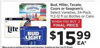 Food 4 Less Bud, Miller, Tecate, Coors or Seagram's offer