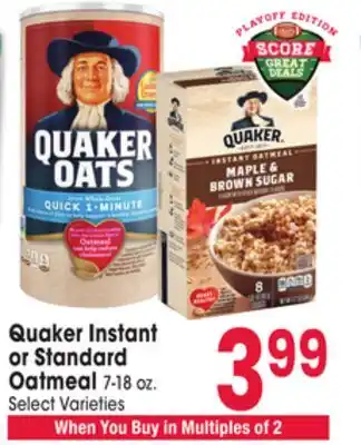Jewel-Osco Quaker Instant or Standard Oatmeal offer