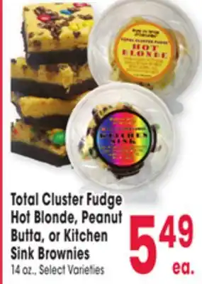 Jewel-Osco Total Cluster Fudge Hot Blonde, Peanut Butta, or Kitchen Sink Brownies offer