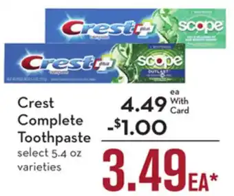 Mariano's Crest Complete Toothpaste offer