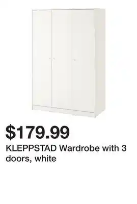 Ikea KLEPPSTAD Wardrobe with 3 doors, white offer