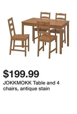 Ikea JOKKMOKK Table and 4 chairs, antique stain offer
