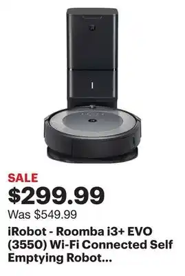 Best Buy iRobot - Roomba i3+ EVO (3550) Wi-Fi Connected Self Emptying Robot Vacuum - Neutral offer