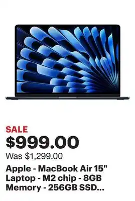 Best Buy Apple - MacBook Air 15 Laptop - M2 chip - 8GB Memory - 256GB SSD (Latest Model) - Midnight offer