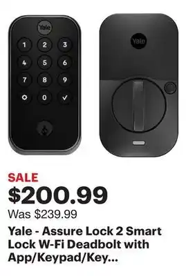 Best Buy Yale - Assure Lock 2 Smart Lock W-Fi Deadbolt with App/Keypad/Key Access - Black Suede offer