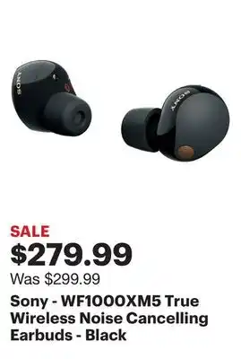 Best Buy Sony - WF1000XM5 True Wireless Noise Cancelling Earbuds - Black offer