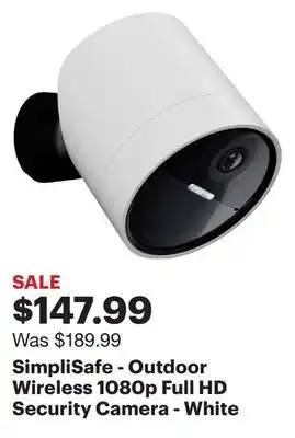Best Buy SimpliSafe - Outdoor Wireless 1080p Full HD Security Camera - White offer