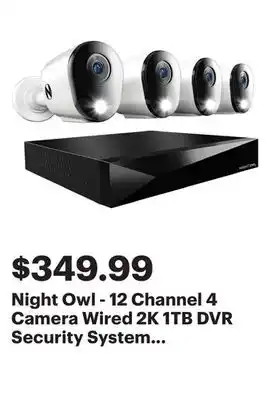 Best Buy Night Owl - 12 Channel 4 Camera Wired 2K 1TB DVR Security System with 2-way Audio - White offer