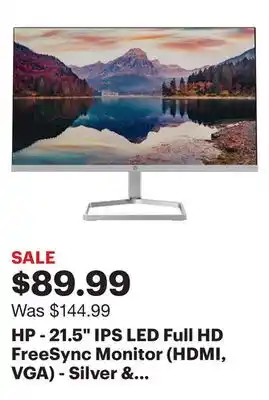 Best Buy HP - 21.5 IPS LED Full HD FreeSync Monitor (HDMI, VGA) - Silver & Black offer
