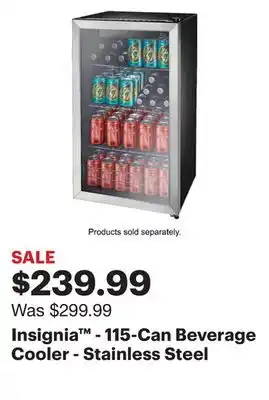 Best Buy Insignia - 115-Can Beverage Cooler - Stainless Steel offer