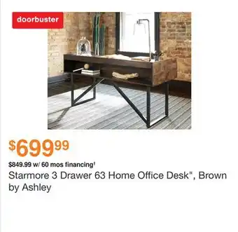 Ashley Furniture Starmore 3 Drawer 63 Home Office Desk, Brown by Ashley offer
