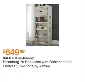 Ashley Furniture Bolanburg 75 Bookcase with Cabinet and 3 Shelves, Two-tone by Ashley offer