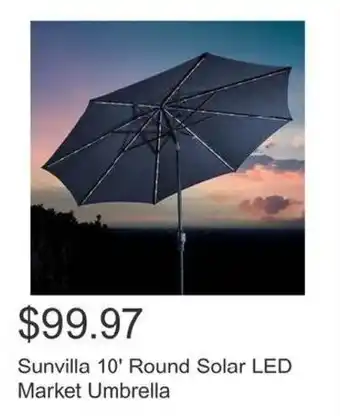 Costco Sunvilla 10' Round Solar LED Market Umbrella offer
