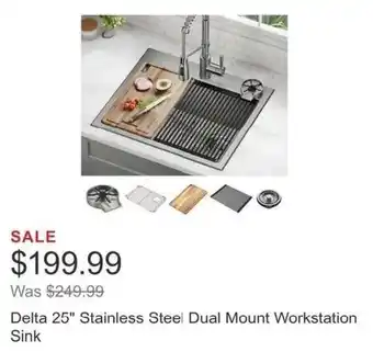 Costco Delta 25" Stainless Steel Dual Mount Workstation Sink offer