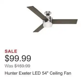 Costco Hunter Exeter LED 54" Ceiling Fan offer