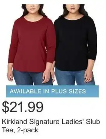 Costco Kirkland Signature Ladies' Slub Tee, 2-pack offer