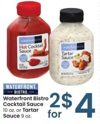 Albertsons Waterfront Bistro Cocktail Sauce 10 oz. or Tartar Sauce 9 oz. offer