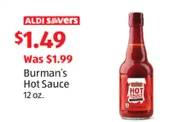 Aldi Burman's Hot Sauce offer
