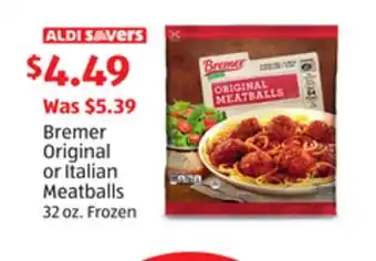 Aldi Bremer Original or Italian Meatballs offer