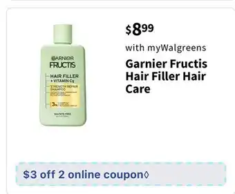 Walgreens Garnier Fructis Hair Filler Hair Care offer