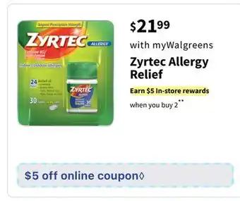 Walgreens Zyrtec Allergy Relief offer