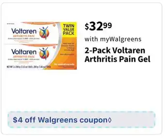 Walgreens 2-Pack Voltaren Arthritis Pain Gel offer