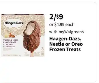 Walgreens Haagen-Dazs, Nestle or Oreo Frozen Treats offer