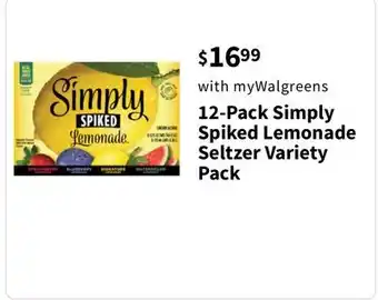 Walgreens 12-Pack Simply Spiked Lemonade Seltzer Variety Pack offer