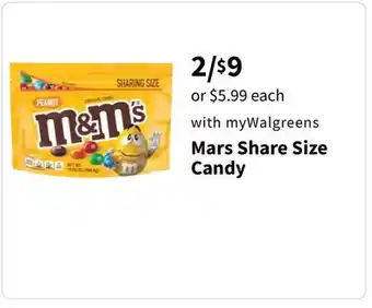 Walgreens Mars Share Size Candy offer