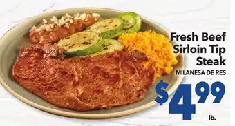 Vallarta Supermarkets Fresh Beef Sirloin Tip Steak / MILANESA DE RES offer