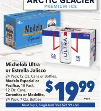 Vallarta Supermarkets Michelob Ultra or Estrella Jalisco offer