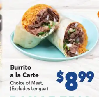 Vallarta Supermarkets Burrito a la Carte offer