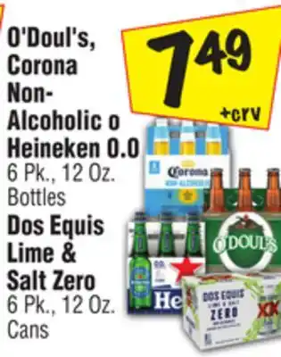 El Super O'Doul's, Corona Non-Alcoholic o Heineken 0.0 6 Pk., 12 Oz. Bottles Dos Equis Lime & Salt Zero 6 Pk., 12 Oz. Cans offer
