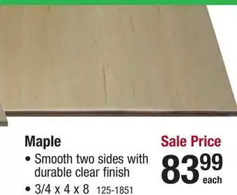 Menards 3/4 x 4 x 8 UV Prefinished Maple Wood Veneer Core Plywood offer