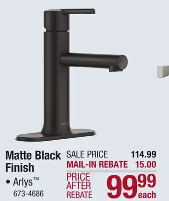 Menards Moen Arlys One-Handle Matte Black Bathroom Faucet offer