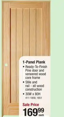 Menards Mastercraft 30W x 80H Pine 1-Panel Plank Interior Door System - Right Inswing offer