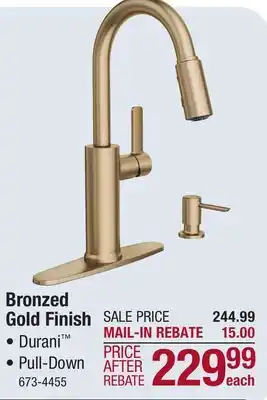 Menards Moen Durani One-Handle Pull-Down Bronzed Gold Kitchen Faucet with Power Boost offer
