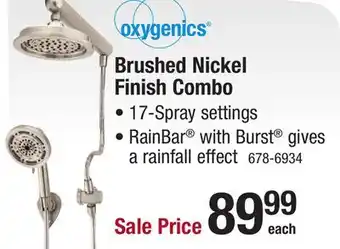 Menards Oxygenics RainBar with Burst 17-Spray Setting Brushed Nickel Rain Showerhead with Handheld Showerhead offer