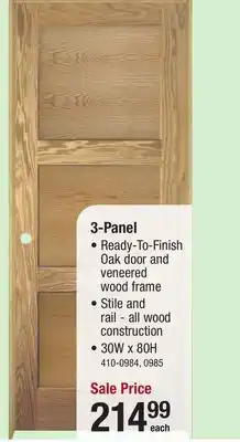 Menards Mastercraft 30W x 80H Oak 3-Panel Equal Interior Door System - Right Inswing offer