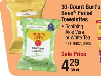 Menards Burts Bees Soothing 3-in-1 Aloe Vera Face Towelettes - 30 ct offer
