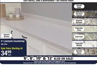 Menards CustomCraft Countertops 4' Carrara Bianco Laminate Countertop offer