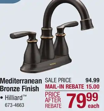 Menards Moen Hilliard Two-Handle 4 Centerset Mediterranean Bronze Bathroom Faucet offer