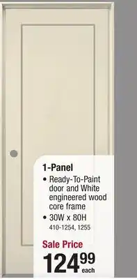 Menards Mastercraft 30W x 80H Primed 1-Panel Interior Door System - Right Inswing offer