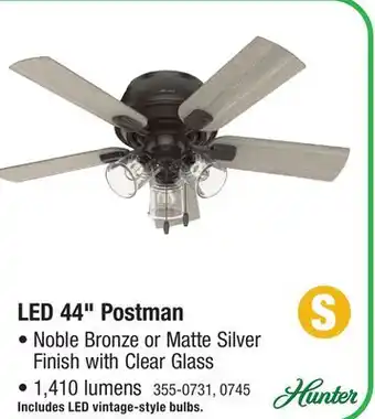 Menards Hunter Postman 44 Noble Bronze Indoor LED Ceiling Fan offer