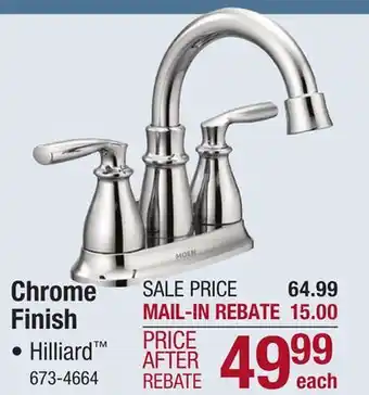 Menards Moen Hilliard Two-Handle 4 Centerset Chrome Bathroom Faucet offer