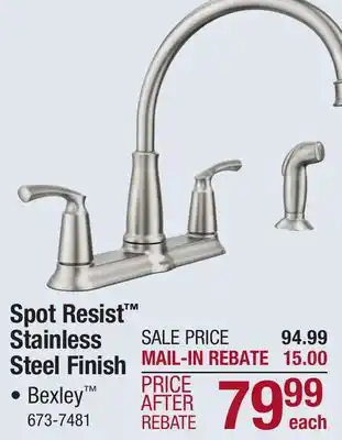 Menards Moen Bexley Two-Handle Spot Resist Stainless Kitchen Faucet offer