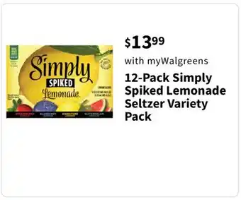 Walgreens 12-Pack Simply Spiked Lemonade Seltzer Variety Pack offer