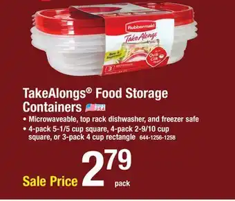 Menards Rubbermaid TakeAlongs Square Plastic Container Food Storage - 4 Piece Set offer