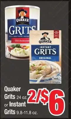 Jewel-Osco Quaker Grits 24 oz. or Instant Grits 9.8-11.8 oz offer