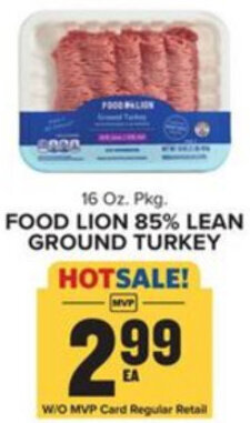 Food Lion Food Lion 85% Lean Ground Turkey 16 oz offer